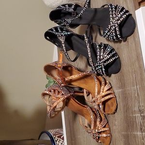 Rhinestone Latin Dance Salsa Shoes 💃BOGO- Size 37